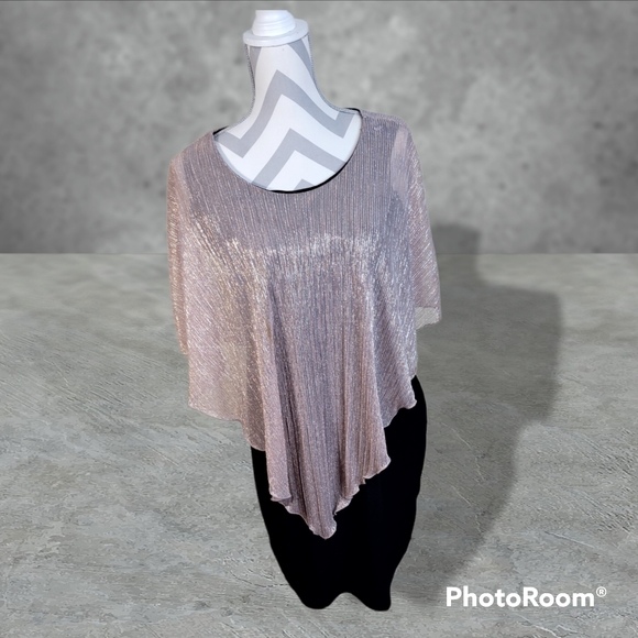 Enfocus Studio Holiday Dress Attached Sparkly Poncho bronze/copper Size 12 - Picture 1 of 8